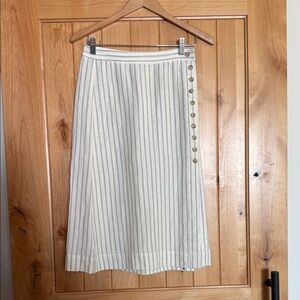Madewell Striped Cream Button-Detail Skirt (4)